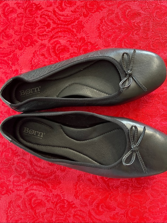 Born Shoes - Born Women’s Black Leather Ballet Flats Size 9M Bow Comfort Shoes